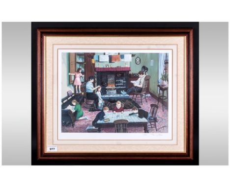 Tom Dodson Pencil Signed Limited & Numbered Edition Colour Lithograph Print. 111/850 Title 'Evening At Homes' 12x16'', mounte