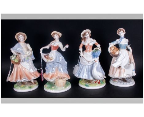 Royal Worcester Ltd and Numbered Edition Figurines - From The Pastoral Collection. ( 4 ) In Total. 1/ Fruit Picking - Num 107