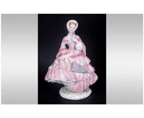 Royal Worcester Ltd and Numbered Edition Figurine ' 1885 The Crinoline ' Sculptured by S. Maggioni. Issued 1990, Height 9 Inc