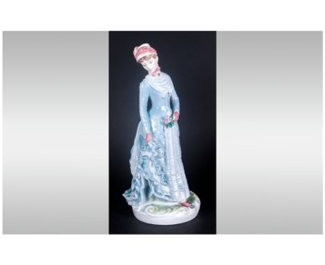 Royal Worcester Ltd and Numbered Figurine ' Victoria and Albert ' Museum Series. ' 1878. The Bustle ' Sculpture J. Bromley. H