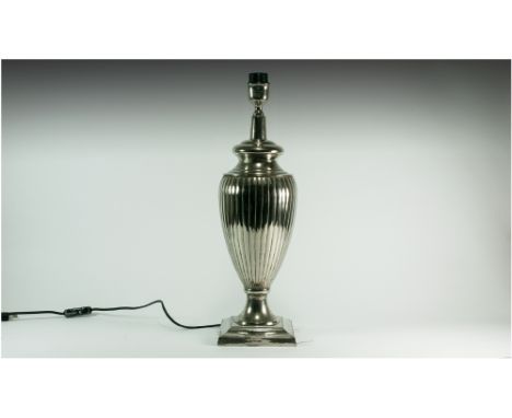 Williams Of Sheffield Impressive Silver Plated Tall Ovoid Fluted Table Lamp Stands 20.25'' in height. 