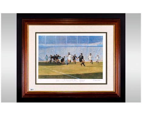 Craig Campbell Artist Signed Ltd Edition Colour Print. Titled ' The Power and The Glory ' England 15 v All Blacks 9. Dated 27