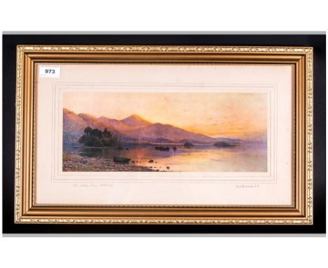 Signed Print Attributed To A.De.Breanski Janr pencil signed to the margins, titled the setting Sun Killarney. Framed & Glazed
