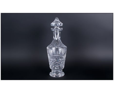 Waterford Fine Cut Crystal Signed Decanter, Features The Fabulous Maeve Pattern. Stands 12.75 Inches High. Good Condition. 
