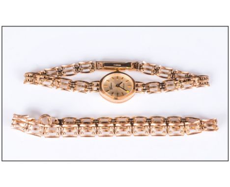Ladies 9ct Gold Wristwatch And Matching Gate Bracelet. 