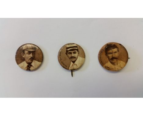 A.T.C., Cricketers, Hearne, Ranjitsinhji &amp; Richardson, celluloid button (21mm dia.), lacking paper inserts, rusting to ba