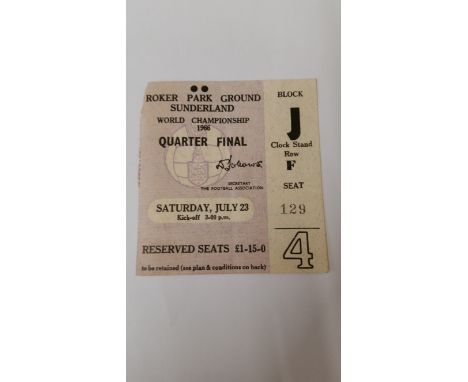 FOOTBALL, ticket, 1966 World Cup, Soviet Union v Hungary (quarter final), played at  Roker Park (Sunderland), purple, VG