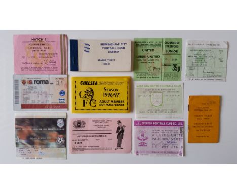 FOOTBALL, tickets, 1964/5 onwards, inc. Darlington, Birmingham, Chelsea (season ticket books); Manchester United v Leeds Unit