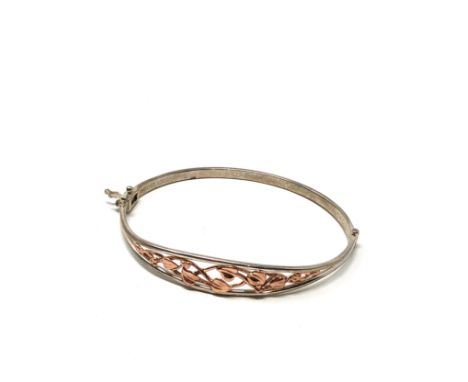 Sterling silver "Tree of Life"  floral detail  bangle by Clogau 