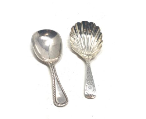 2 antique silver tea caddy spoons 
