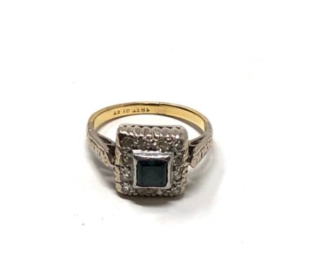 18ct gold and platinum vintage sapphire &amp; diamond  ring (4.7g) 