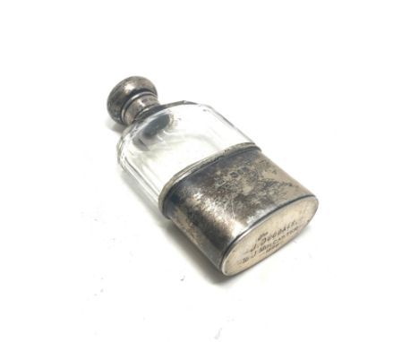 Antique silver and glass hip flask 