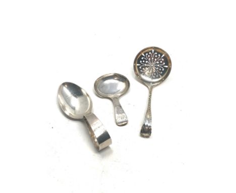 Antique silver tea caddy spoon sifter spoon and feeding spoon repair to caddy spoon as shown 