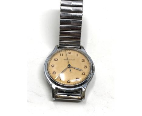 Vintage Jaeger lecoultre gents wristwatch stainless steel case will tick if put under pressure no warranty given 