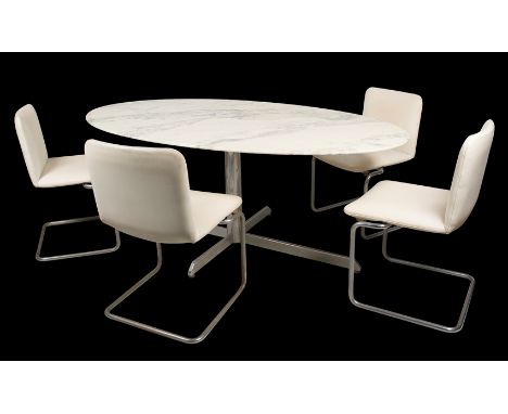 Florence Knoll Bassett (Saginaw, Michigan, 1917 - 2019, Coral Gables, Florida)"Oval 96 table". Created for Knoll in 1961.Chro