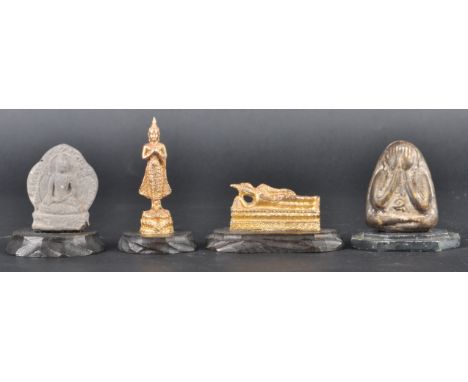 A collection of 19th Century Chinese miniatures dating from the 19th Century to include a reclined gilt figure of Buddha, sta