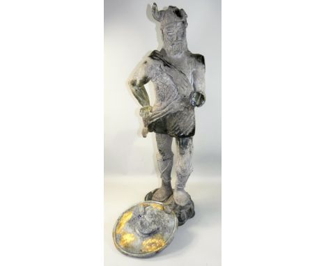 Loredano Rosin, Italian (1936-1992), an large glass statue of a Viking, with sand blasted effect finish, A/F, signed/etched, 