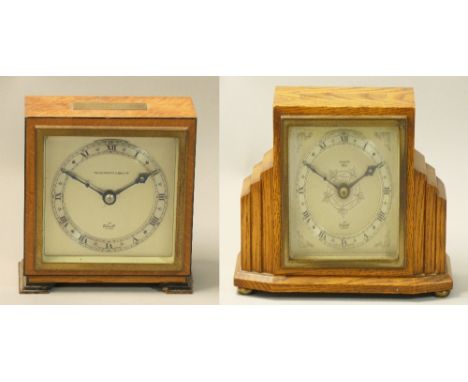 Elliott for Phillips of Hull - an Art Deco oak mantle clock, height 13cm and an Elliott for the Alexander Clarke Company Ltd 