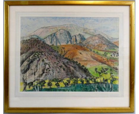 R. H. Sauter (German, 1895-1977), mountainous landscape, pastel on paper, unsigned, 37 x 51cm, gilt frame.