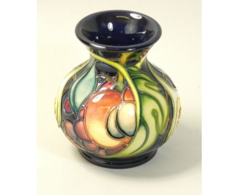 A miniature Moorcroft 'Queens Choice' pattern tube line decorated vase, designed by Emma Bossons, impressed factory marks and