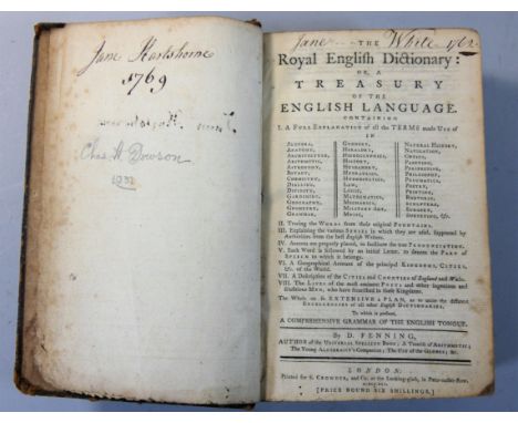 The Royal English Dictionary or a Treasury of the English Language, First Edition, published by S. Crowder, London 1761, full