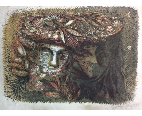 JOHN PIPER, 1903 - 1992, INK ON RICE PAPER Portrait of two ladies, one depicted in an autumnal leaf setting in shade, signed 