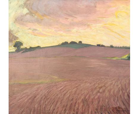 F. MESTFELD, 1920, GERMAN, A OIL ON CANVAS Countryside landscape, signed lower left, deep cushion pine framed.    (90cm x 82c