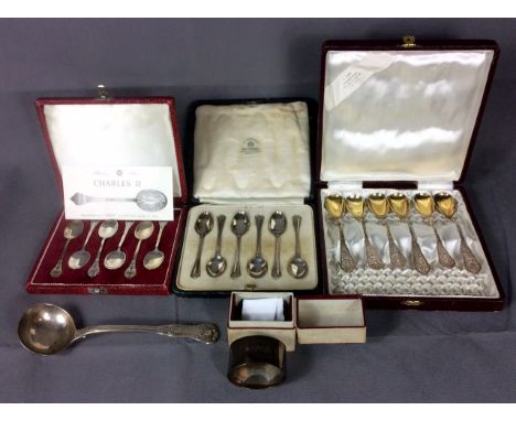 A COLLECTION OF VICTORIAN AND LATER SILVER ITEMS A Kings pattern sauce ladle, hallmarked London, 1846, a Mappin & Webb set of