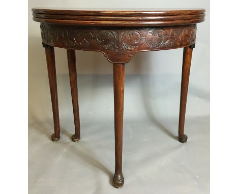 A LATE 18TH/EARLY 19TH CENTURY ANGLO-CHINESE HUANGHUALI TWIN TEA/CARD TABLE The 'D' section tops opening to reveal a baize pl