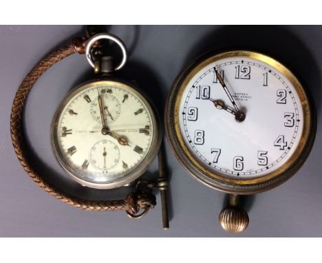 S. SMITH & SON, A GENTLEMEN'S LATE 19TH CENTURY SILVER POCKET WATCH Having a circular cream dial, Roman numerals, two subsidi