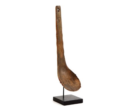 This ladle is most likely made in Pennsylvania with Indians that traded with the Pennsylvania Germans.  There is evidence of 
