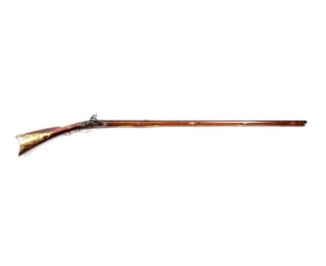 Attributed to John Schuler when he worked in Perry County, Pennsylvania. Three stage, smooth bore barrel with brass front sig