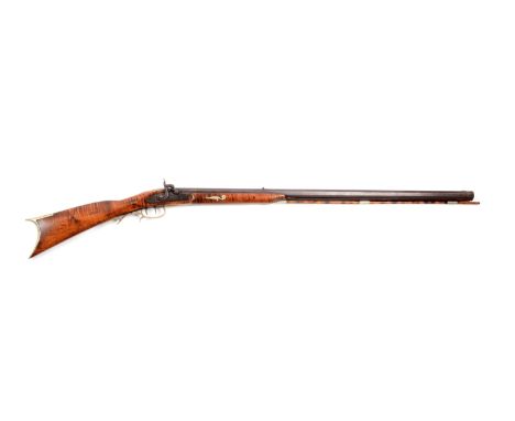 Heavy rifled octagonal barrel with indistinct signature on top flat and steel rib with silver ferrules mounted below.  Flat s