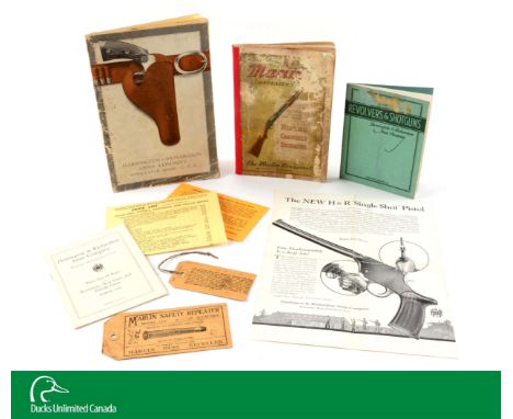 Includes a 1915 Marlin catalog, a fine and rare original Marlin Model 1893 cardboard hang tag, a fine Marlin instruction tag 