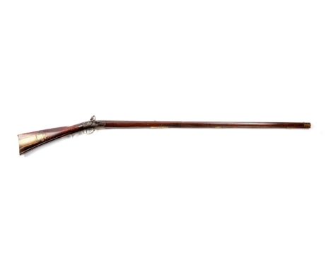 Two-stage steel smoothbore barrel with front sight framed by double lines on each side and signed "Kunz Philada" in script on