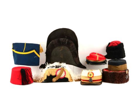 Includes am early 19th century officer's chapeau, 1830-40's with black figured lace binding. All trimmings (cockade, button, 