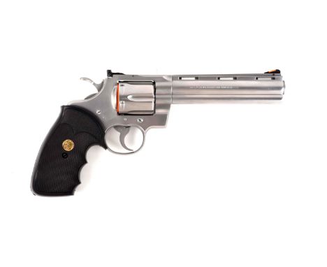 This is a standard issue stainless steel Colt Python that was sold in Canada, therefore it has Canadian proof marks on barrel