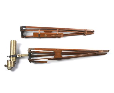 Including a World War II or earlier British brass telescope on wooden tripod.  Stamped with the maker's name "W Ottway & Co. 