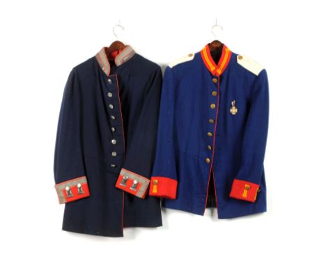 Comprised of: 1) Reproduction Imperial German pre-WWI Prussian Guard tunic with red stand up collar and cuffs with yellow tri