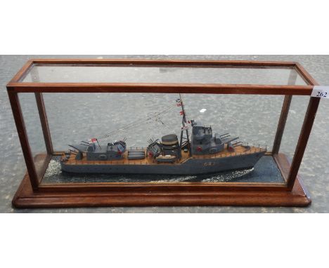 SCRATCHBUILT CASED MODEL OF WAR SHIP G23 