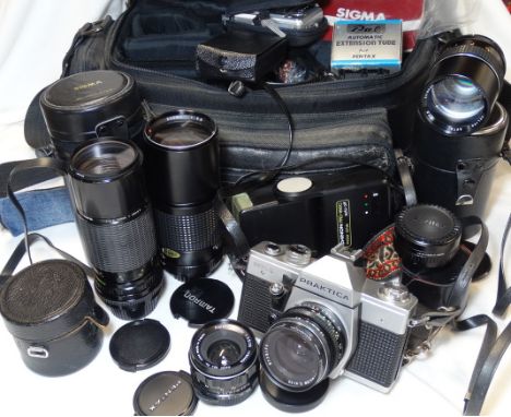 PRAKTICA MTL 3 CAMERA, 6 LENSES & EXTENDERS & FLASH UNIT 