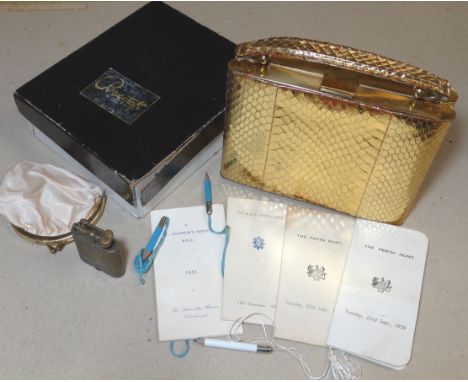BAGCRAFT OF LONDON GOLD LEATHER SACKVILLE MODEL LADIES EVE BAG & CONTENTS 
