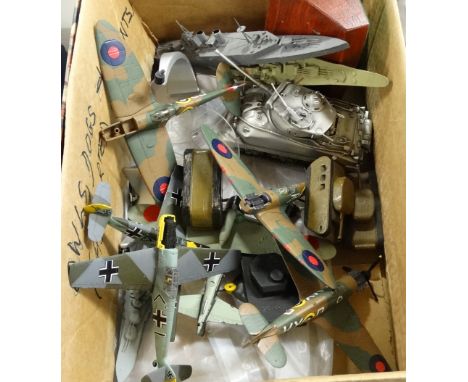 BOX OF MODEL AEROPLANES & TANKS 