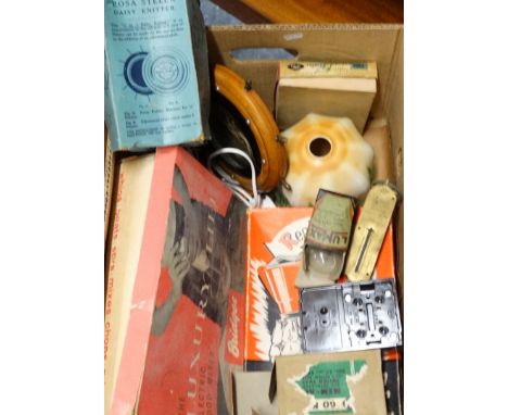 BOX OF VINTAGE KITCHENALIA INC ROSA STELLA DAISY KNITTER 