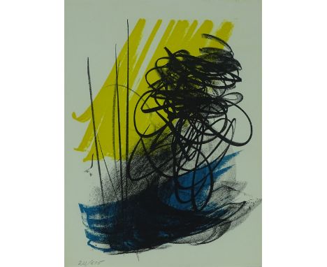 Hans Hartung, lithograph, abstract, 1975, for San Lazzaro folio, no. 221/575, image 12.5'' x 9'', framed.