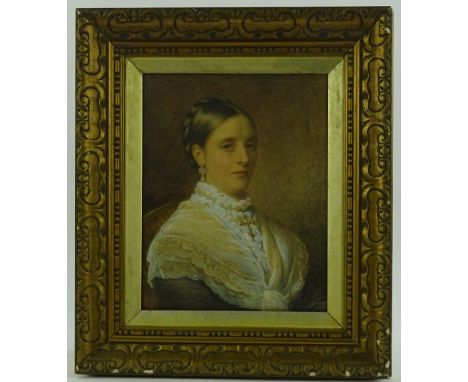E Taylor, 19th century watercolour, head and shoulders portrait of a woman, signed, 16'' x 12.5'', framed.