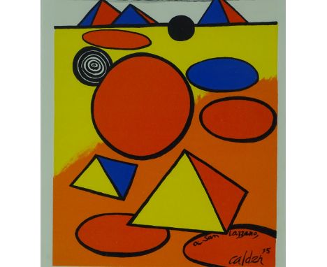 Alexander Calder, lithograph, sculptures 1975, for San Lazzaro folio no. 221/575, image 12.5'' x 9.5'', framed.