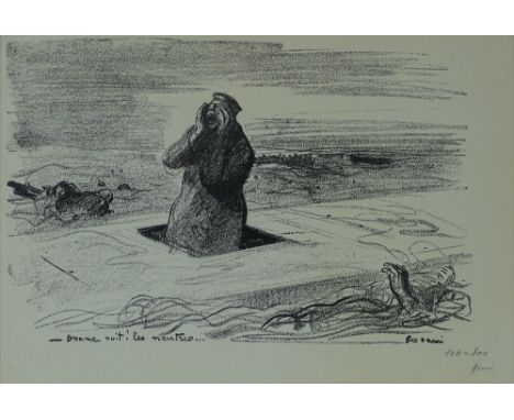 Jean Louis Forain (1852-1931), lithograph, First War period marine scene, signed in pencil, 12'' x 17.5'', framed.
