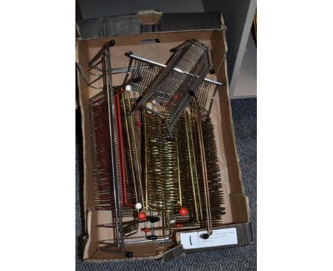 A box of vintage vinyl record holders