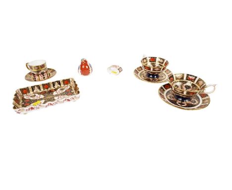 A selection of Royal Crown Derby 'Imari' pattern decorative ceramics, comprising: an 'Old Imari 1128' pattern coffee cup and 